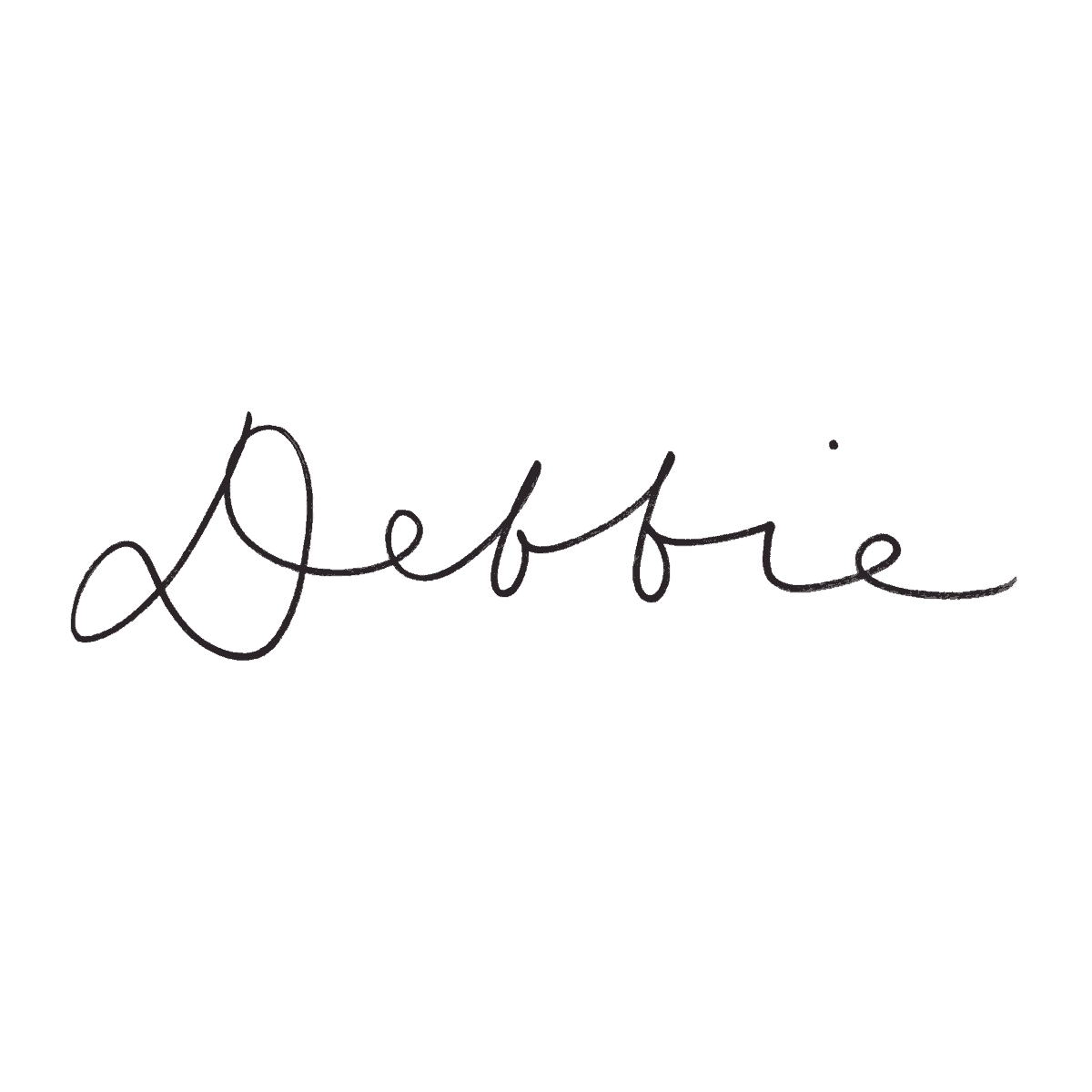 handwritten version of my name "Debbie"